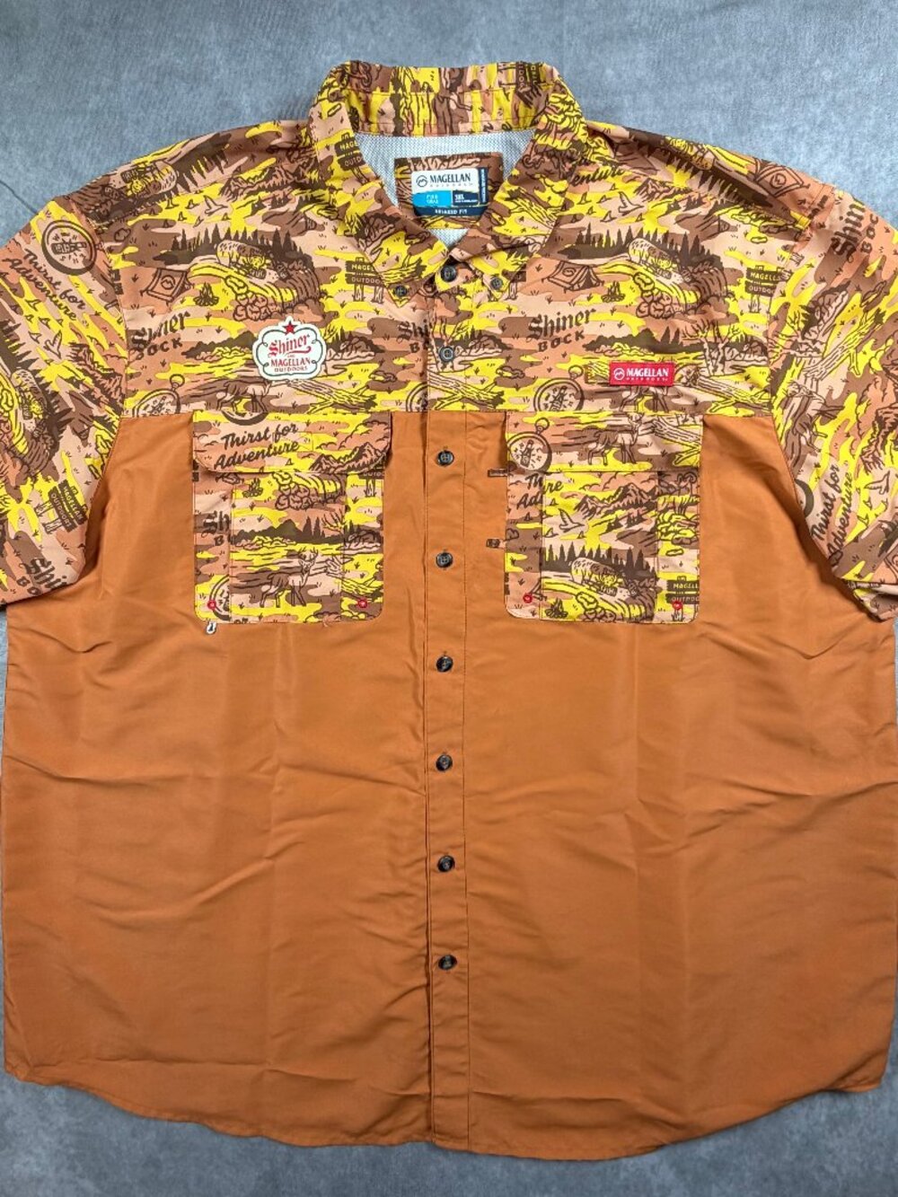 Magellan Shiner Bock Men's Fishing Shirt 3XL Short Sleeve Button Up